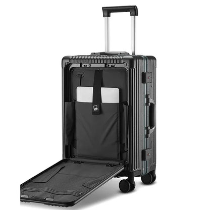 2025 New Multi-Functional Luggage Trolley 20 Inch Universal Wheel Boarding Bag USB Front Open Side Open Computer Travel Suitcase