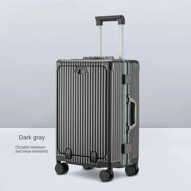 2025 New Multi-Functional Luggage Trolley 20 Inch Universal Wheel Boarding Bag USB Front Open Side Open Computer Travel Suitcase