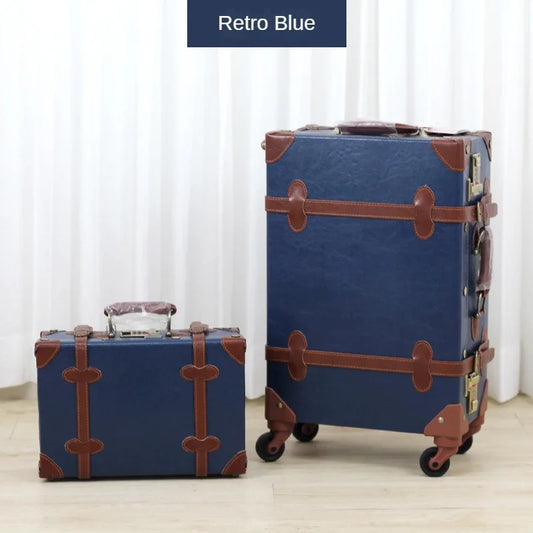 British Classic Retro Luggage Trolley Case Universal Wheel Boarding Bag Leather Travel Suitcase Set Note SKU single suitcase