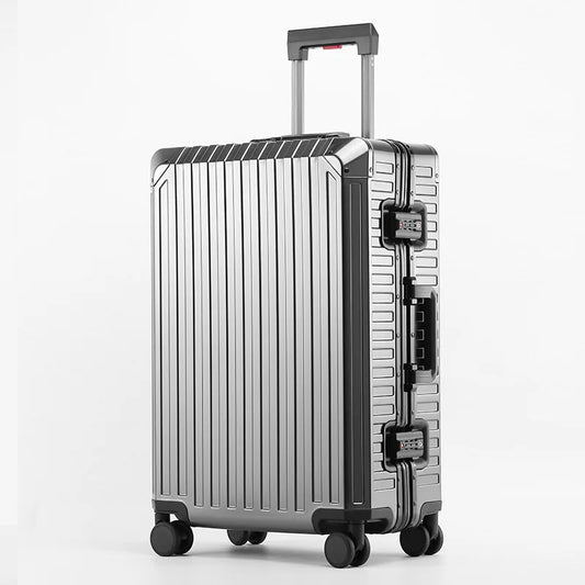 Luggage All-Aluminum Magnesium Alloy Famous Aluminium Travel Suitcase Metal Trolley Case Universal Wheel 20-Inch Boarding Bag