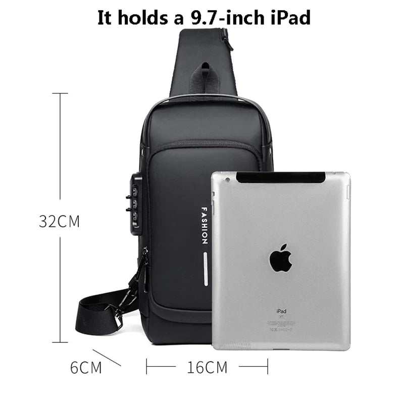 Men s Multifunction Anti-theft USB Shoulder Bag Man Crossbody Cross Body Travel Sling Chest Bags Pack Messenger Pack for Male