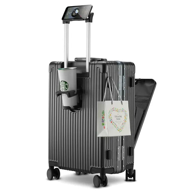 2025 New Multi-Functional Luggage Trolley 20 Inch Universal Wheel Boarding Bag USB Front Open Side Open Computer Travel Suitcase