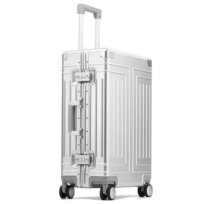 All-Aluminum Magnesium Alloy Luggage Trolley Case Frame Metal luxury Travel Suitcases Password Universal Wheel Boarding Bag