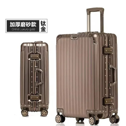 High Quality 100% Aluminum-magnesium alloy material 20/24/26/29 size travel Luggage Spinner brand Travel Suitcase