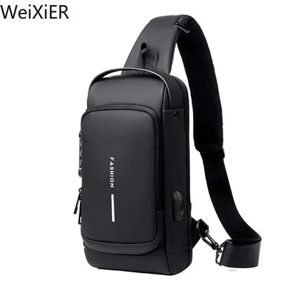 Men s Multifunction Anti-theft USB Shoulder Bag Man Crossbody Cross Body Travel Sling Chest Bags Pack Messenger Pack for Male