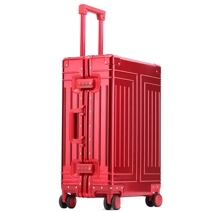 All-Aluminum Magnesium Alloy Luggage Trolley Case Frame Metal luxury Travel Suitcases Password Universal Wheel Boarding Bag