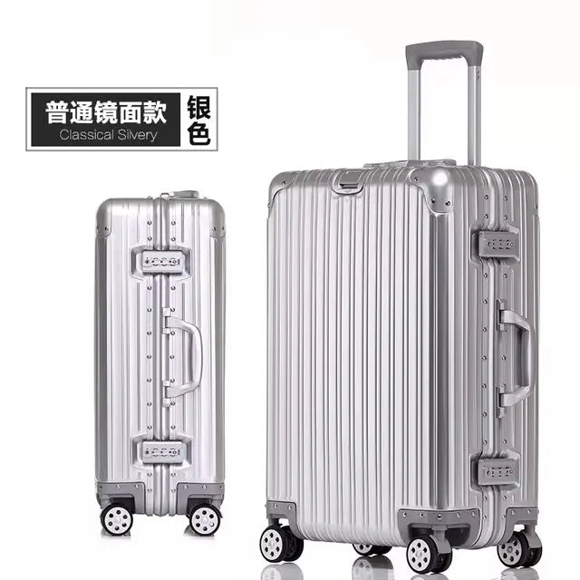 High Quality 100% Aluminum-magnesium alloy material 20/24/26/29 size travel Luggage Spinner brand Travel Suitcase