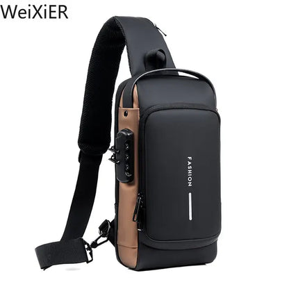 Men s Multifunction Anti-theft USB Shoulder Bag Man Crossbody Cross Body Travel Sling Chest Bags Pack Messenger Pack for Male