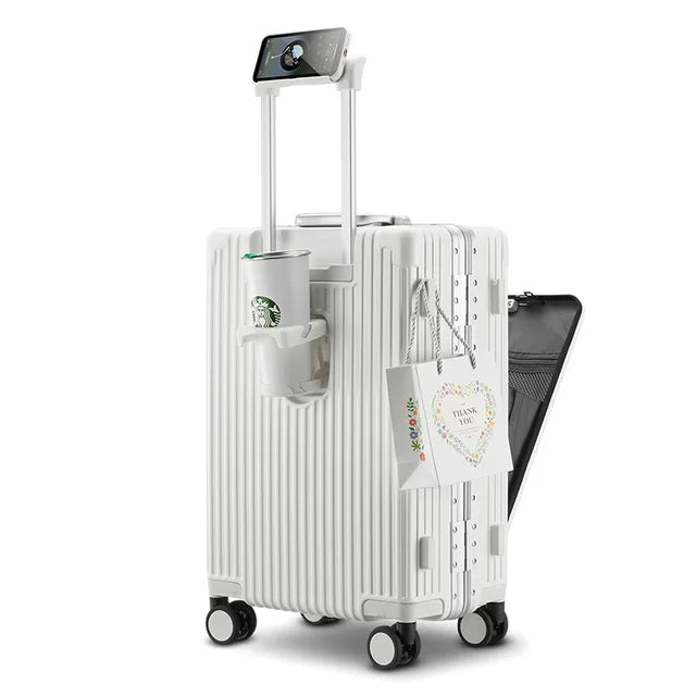 2025 New Multi-Functional Luggage Trolley 20 Inch Universal Wheel Boarding Bag USB Front Open Side Open Computer Travel Suitcase